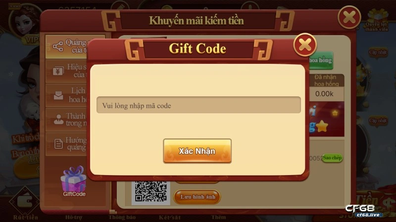 Gift code cf68 là ưu đãi của nhà cái dành tặng người chơi