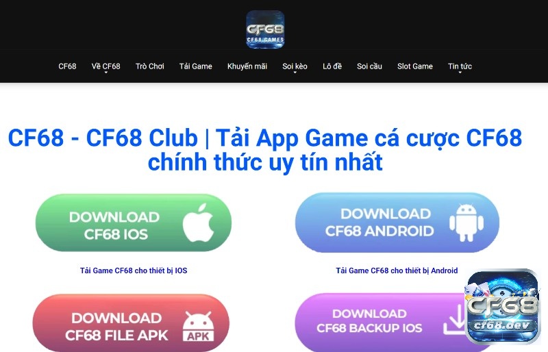 cf68 games là website trực thuộc hệ thống của cf68dev