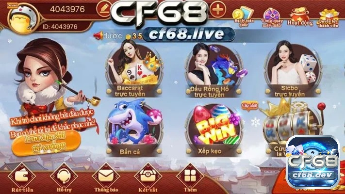 CF68 là một cổng app game phát triển trên nền tảng Cocos Creator với đa dạng game hấp dẫn