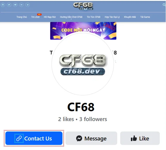 Fanpage của CF68.DEV trên nền tảng Facebook